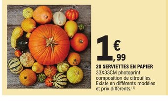 E.Leclerc 20 SERVIETTES EN PAPIER offre