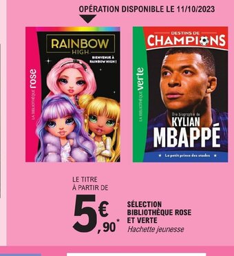 E.Leclerc SÉLECTION BIBLIOTHÈQUE ROSE ET VERTE offre