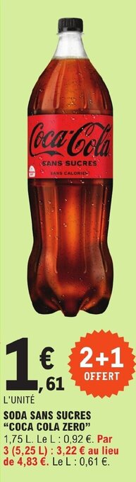 E.Leclerc SODA SANS SUCRES "COCA COLA ZERO" offre