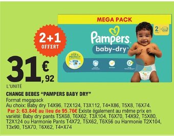 E.Leclerc CHANGE BEBES "PAMPERS BABY DRY" offre