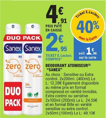 E.Leclerc DEODORANT ATOMISEUR(³) "SANEX" offre