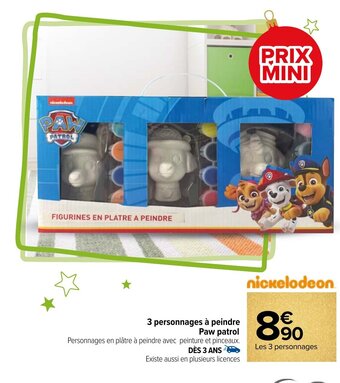 Carrefour 3 personnages à peindre Paw patrol offre