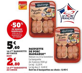U Express Madrange paupiette de porc offre