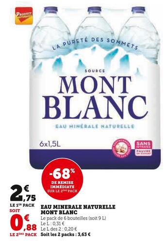 U Express Mont blanc eau minerale naturelle offre