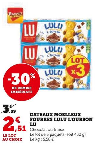 Lu gateaux moelleux fourres lulu l'ourson