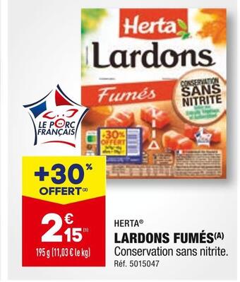 ALDI Herta lardons fumés offre
