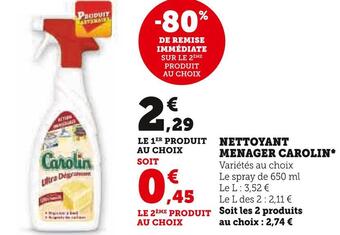 Super U Carolin nettoyant menager offre
