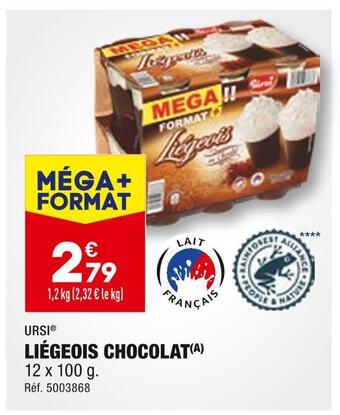 ALDI Ursi liégeois chocolat offre