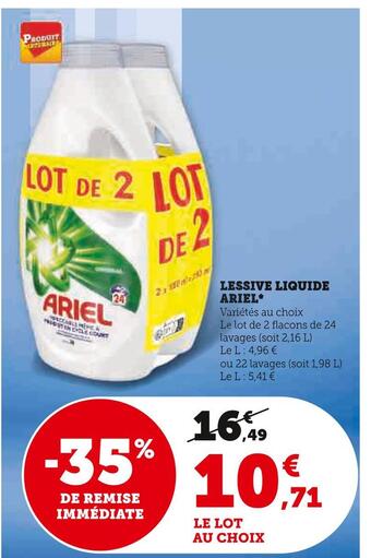 Super U Ariel lessive liquide offre