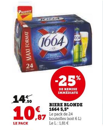 U Express 1664 biere blonde 5,5° offre