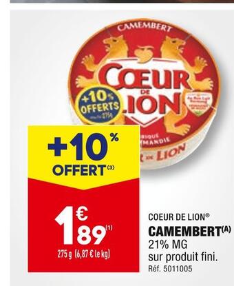 ALDI Coeur de lion camembert offre