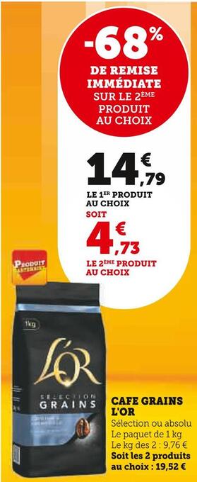 Super U L'or cafe grains offre