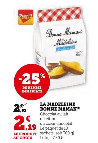 Super U Bonne maman la madeleine offre