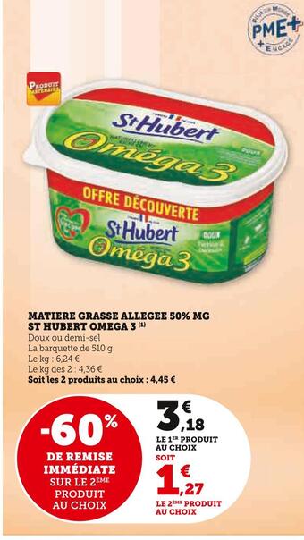 Super U St hubert matiere grasse allegee 50% mg omega 3 offre
