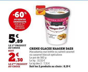 Super U Haagen dazs creme glacee offre