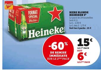 Super U Heineken biere blonde 5° offre
