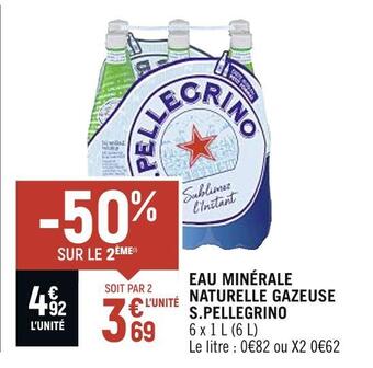 Spar S.pellegrino eau minérale naturelle gazeuse offre