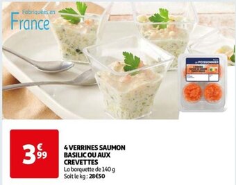 Auchan 4 VERRINES SAUMON BASILIC OU AUX CREVETTES offre