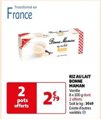 Auchan RIZ AU LAIT BONNE MAMAN offre