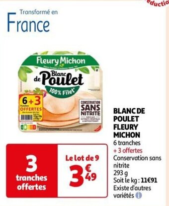 Auchan BLANC DE POULET FLEURY MICHON offre