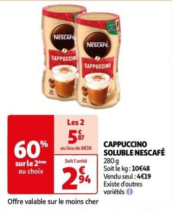 Auchan CAPPUCCINO SOLUBLE NESCAFÉ offre