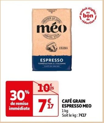 Auchan CAFÉ GRAIN ESPRESSO MEO offre