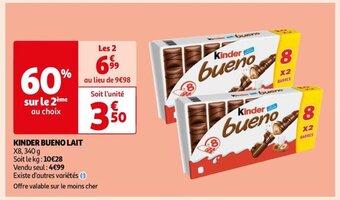 Auchan KINDER BUENO LAIT X8, 340 g offre