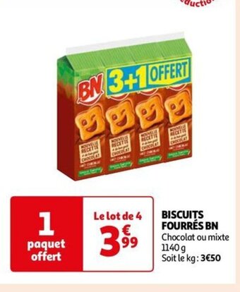 Auchan BISCUITS FOURRÉS BN offre