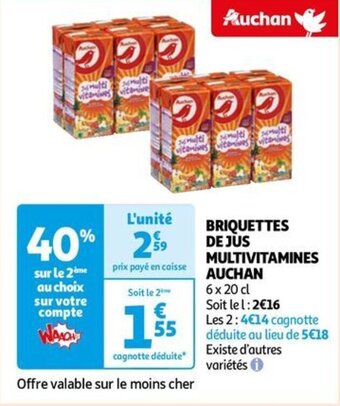 Auchan BRIQUETTES DE JUS MULTIVITAMINES AUCHAN offre