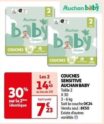 Auchan COUCHES SENSITIVE AUCHAN BABY offre