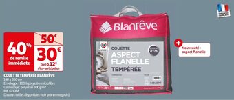Auchan COUETTE TEMPÉRÉE BLANRÊVE offre