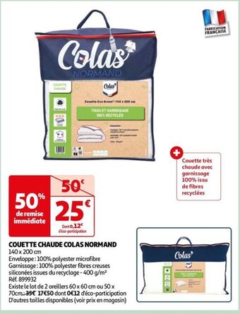 Auchan COUETTE CHAUDE COLAS NORMAND 140 x 200 cm offre