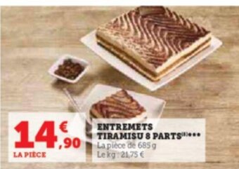 Super U ENTREMETS TIRAMISU 8 PARTS offre