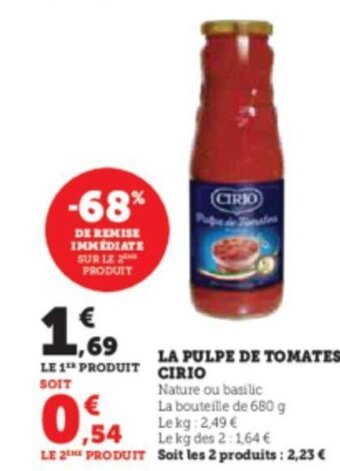 Super U LA PULPE DE TOMATES offre