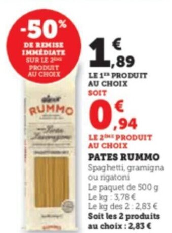 Super U PATES RUMMO offre