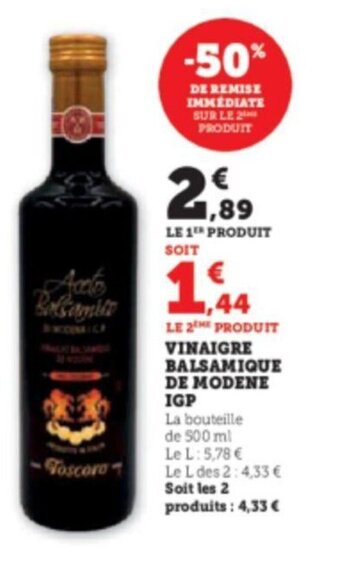 Super U VINAIGRE BALSAMIQUE DE MODENE IGP offre