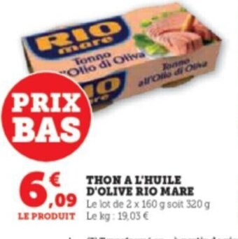 Super U THON A L'HUILE D'OLIVE RIO MARE offre