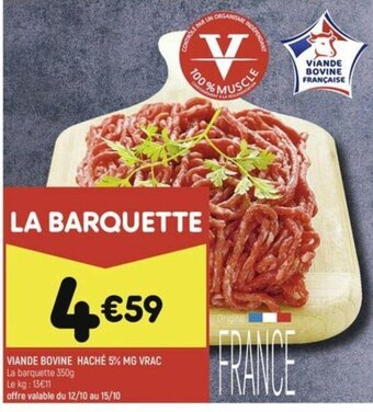 Leader Price VIANDE BOVINE HACHÉ 5% MG VRAC offre