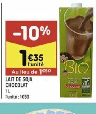 Leader Price LAIT DE SOJA CHOCOLAT offre