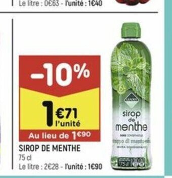 Leader Price SIROP DE MENTHE 75 cl offre