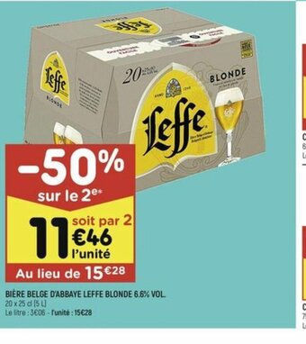 Leader Price BIÈRE BELGE D'ABBAYE LEFFE BLONDE 6.6% VOL. offre