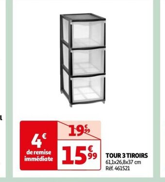 Auchan TOUR 3 TIROIRS offre