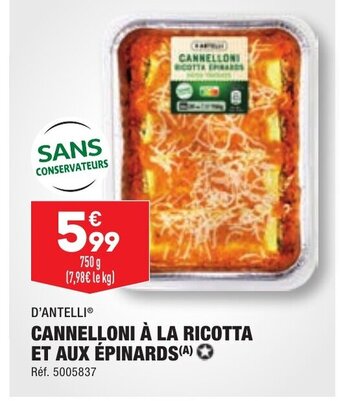 ALDI CANNELLONI À LA RICOTTA ET AUX ÉPINARDS (A) offre