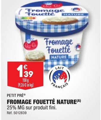 ALDI FROMAGE FOUETTÉ NATURE offre
