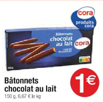 Cora x Carrefour Batonnets chocolat au lait 150 g, offre
