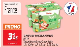 Netto YAOURT AVEC MORCEAUX DE FRUITS NETTO offre