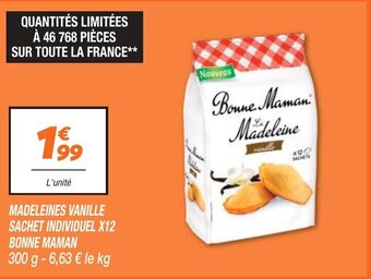 Netto MADELEINES VANILLE SACHET INDIVIDUEL X12 BONNE MAMAN offre