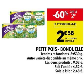 Supeco Bonduelle petit pois offre