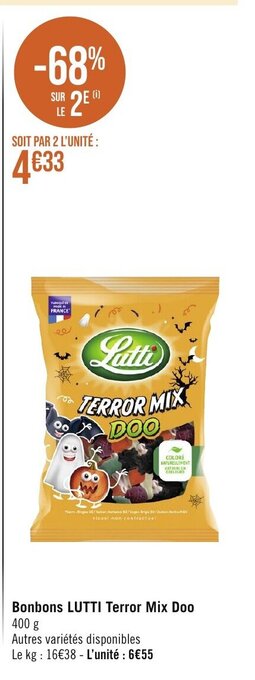 Géant Casino Bonbons LUTTI Terror Mix Doo 400 g offre