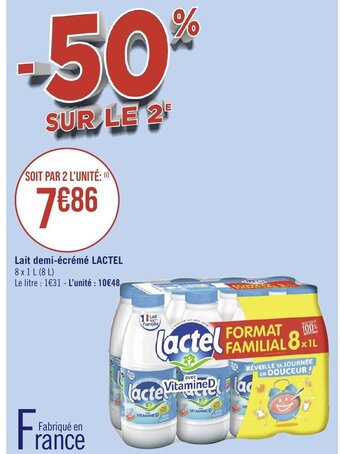 Géant Casino Lait demi-écrémé LACTEL offre